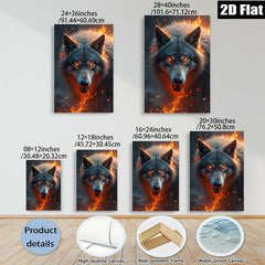 2D flat 1pc Fierce Wolf Portrait Wall Art Canvas Prints for Living Room Bedroom Home Decor Modern Farmhouse Rustic Style Trending Now Gallery Wrapped Ready to Hang