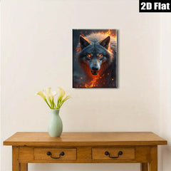 2D flat 1pc Fierce Wolf Portrait Wall Art Canvas Prints for Living Room Bedroom Home Decor Modern Farmhouse Rustic Style Trending Now Gallery Wrapped Ready to Hang