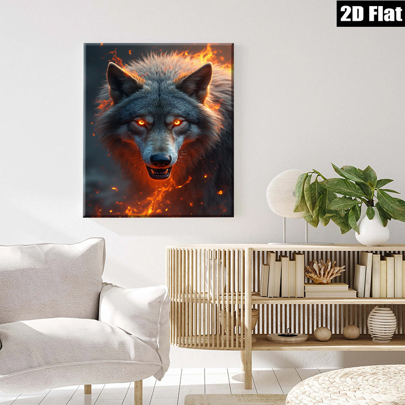 2D flat 1pc Fierce Wolf Portrait Wall Art Canvas Prints for Living Room Bedroom Home Decor Modern Farmhouse Rustic Style Trending Now Gallery Wrapped Ready to Hang