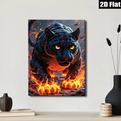 2D flat 1pc Fiery Black Panther Portrait Wall Art Living Room Bedroom Decor Modern Farmhouse Style Canvas Prints Home Office Artwork Trending Now Gallery Wrapped Ready Hang