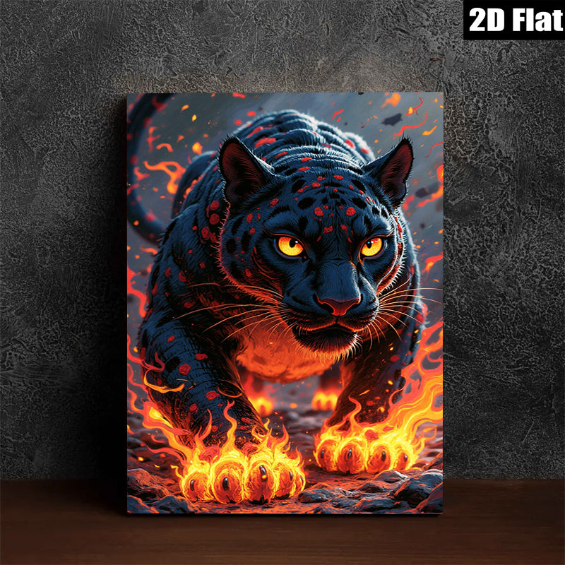 2D flat 1pc Fiery Black Panther Portrait Wall Art Living Room Bedroom Decor Modern Farmhouse Style Canvas Prints Home Office Artwork Trending Now Gallery Wrapped Ready Hang