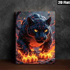 2D flat 1pc Fiery Black Panther Portrait Wall Art Living Room Bedroom Decor Modern Farmhouse Style Canvas Prints Home Office Artwork Trending Now Gallery Wrapped Ready Hang