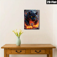 2D flat 1pc Fiery Black Panther Portrait Wall Art Living Room Bedroom Decor Modern Farmhouse Style Canvas Prints Home Office Artwork Trending Now Gallery Wrapped Ready Hang