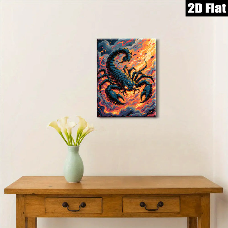 2D flat 1pc Fiery Black Scorpion Wall Art Canvas Prints For Living Room Bedroom Decor Modern Farmhouse Style Gallery Wrapped Timeless Home Decorations