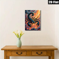 2D flat 1pc Fiery Black Scorpion Wall Art Canvas Prints For Living Room Bedroom Decor Modern Farmhouse Style Gallery Wrapped Timeless Home Decorations
