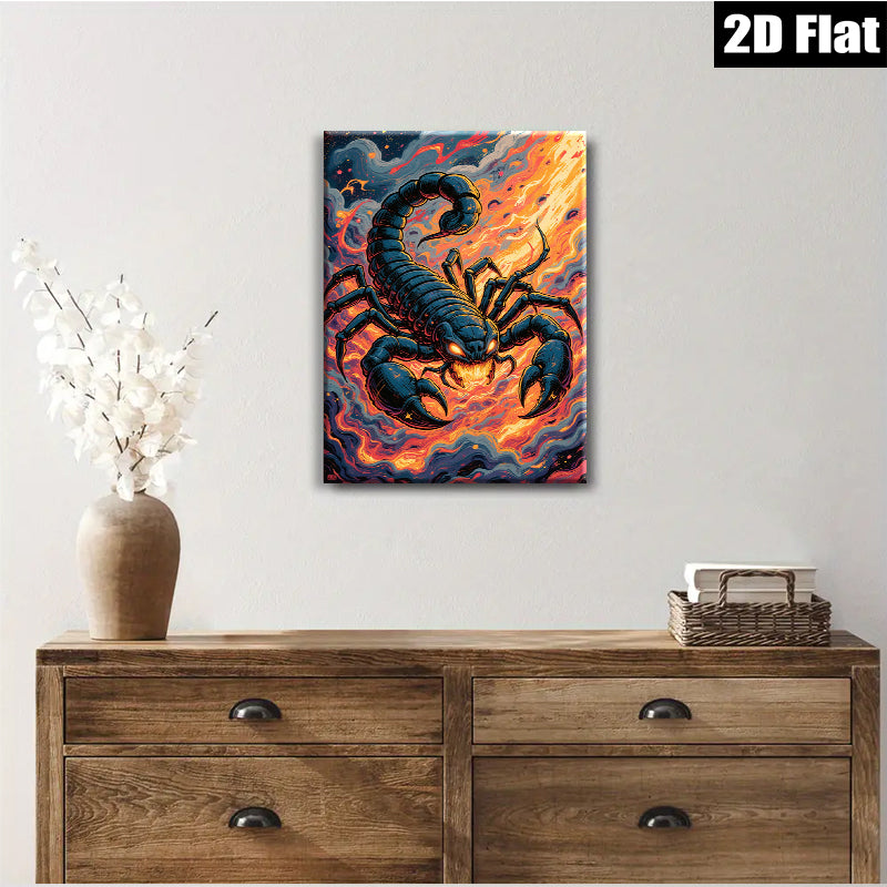 2D flat 1pc Fiery Black Scorpion Wall Art Canvas Prints For Living Room Bedroom Decor Modern Farmhouse Style Gallery Wrapped Timeless Home Decorations