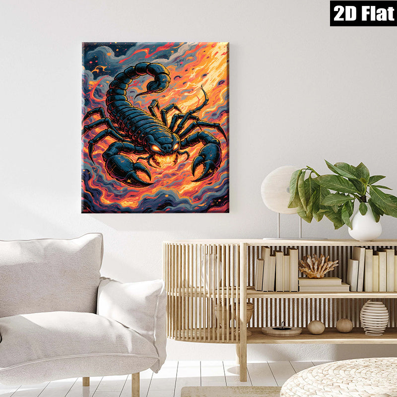 2D flat 1pc Fiery Black Scorpion Wall Art Canvas Prints For Living Room Bedroom Decor Modern Farmhouse Style Gallery Wrapped Timeless Home Decorations