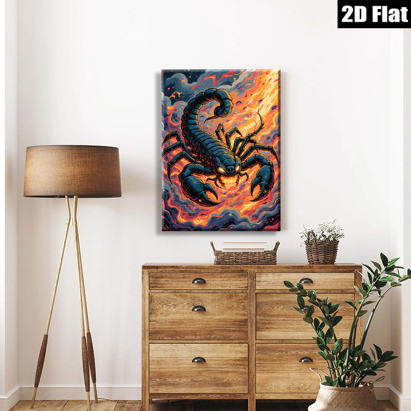 2D flat 1pc Fiery Black Scorpion Wall Art Canvas Prints For Living Room Bedroom Decor Modern Farmhouse Style Gallery Wrapped Timeless Home Decorations