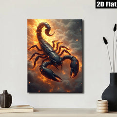 2D flat 1pc Fiery Black Scorpion Wall Art Decor for Living Room Bedroom Gallery Wrapped Canvas Prints Modern Farmhouse Style Rustic Home Decor Gifts