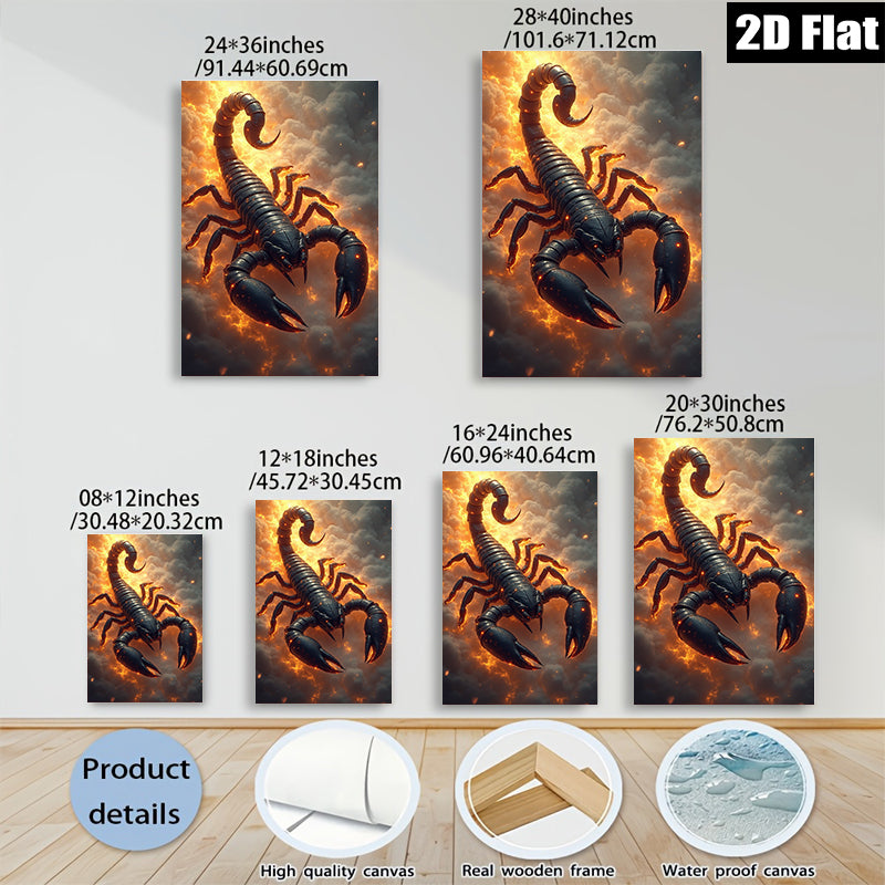 2D flat 1pc Fiery Black Scorpion Wall Art Decor for Living Room Bedroom Gallery Wrapped Canvas Prints Modern Farmhouse Style Rustic Home Decor Gifts