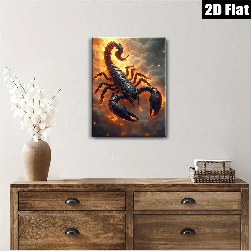2D flat 1pc Fiery Black Scorpion Wall Art Decor for Living Room Bedroom Gallery Wrapped Canvas Prints Modern Farmhouse Style Rustic Home Decor Gifts