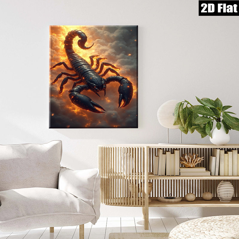 2D flat 1pc Fiery Black Scorpion Wall Art Decor for Living Room Bedroom Gallery Wrapped Canvas Prints Modern Farmhouse Style Rustic Home Decor Gifts