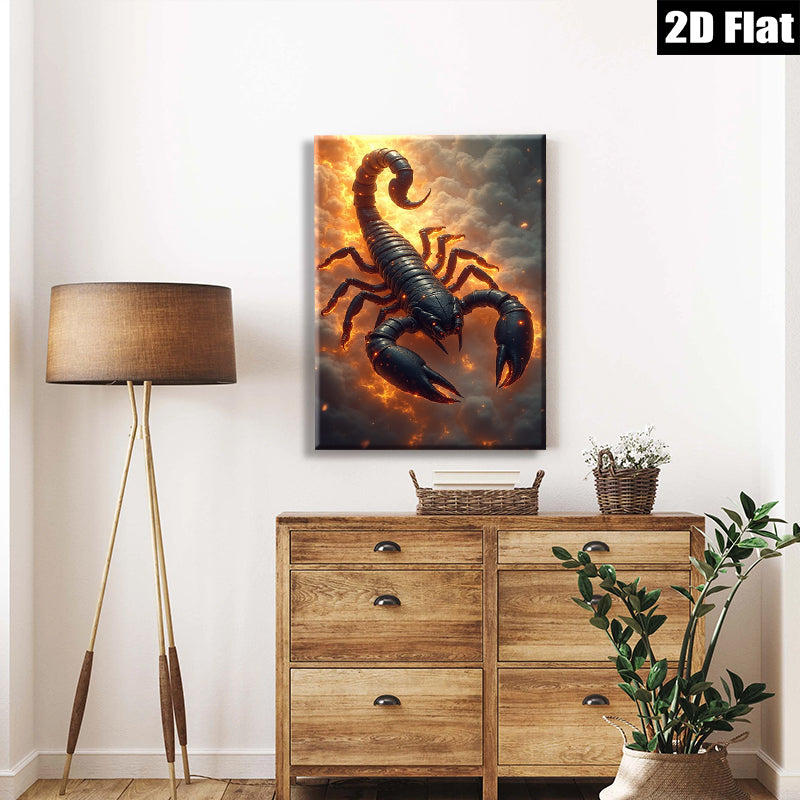 2D flat 1pc Fiery Black Scorpion Wall Art Decor for Living Room Bedroom Gallery Wrapped Canvas Prints Modern Farmhouse Style Rustic Home Decor Gifts