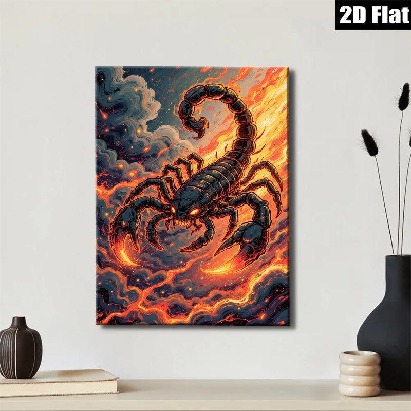 2D flat 1pc Fiery Crimson Scorpion Wall Art Decor for Living Room Bedroom Home Office Modern Canvas Prints Gallery Wrapped Ready to Hang