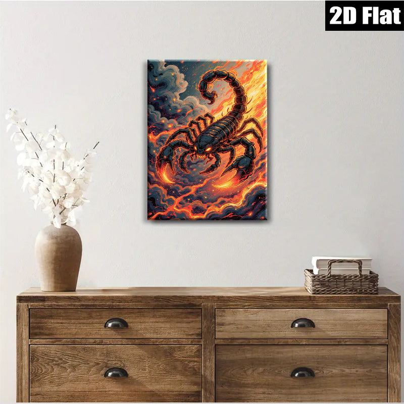 2D flat 1pc Fiery Crimson Scorpion Wall Art Decor for Living Room Bedroom Home Office Modern Canvas Prints Gallery Wrapped Ready to Hang