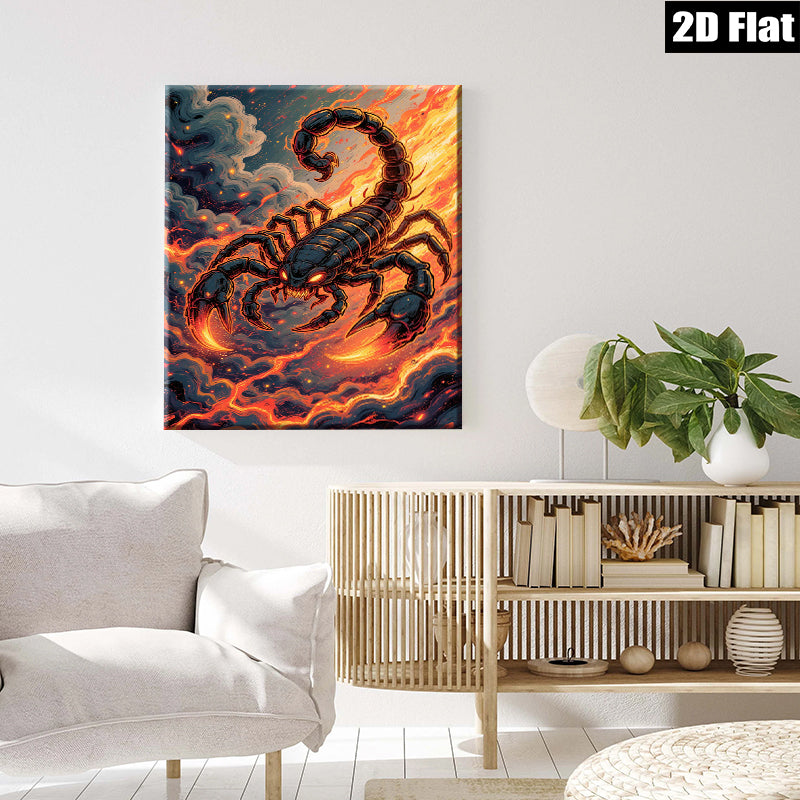 2D flat 1pc Fiery Crimson Scorpion Wall Art Decor for Living Room Bedroom Home Office Modern Canvas Prints Gallery Wrapped Ready to Hang