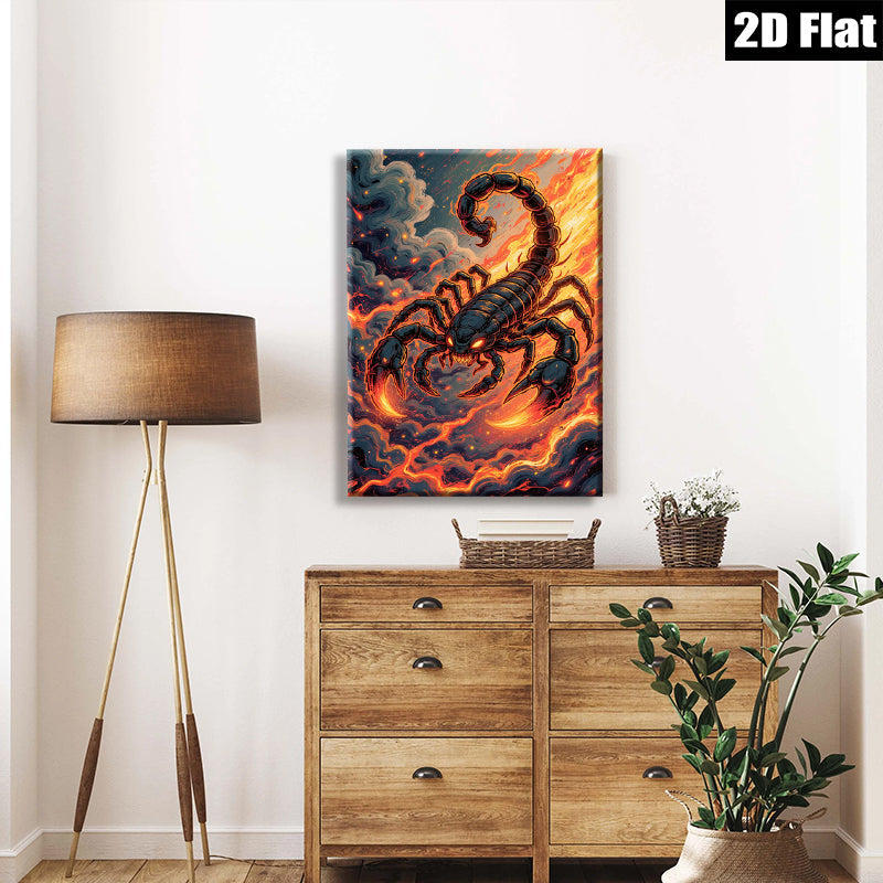 2D flat 1pc Fiery Crimson Scorpion Wall Art Decor for Living Room Bedroom Home Office Modern Canvas Prints Gallery Wrapped Ready to Hang