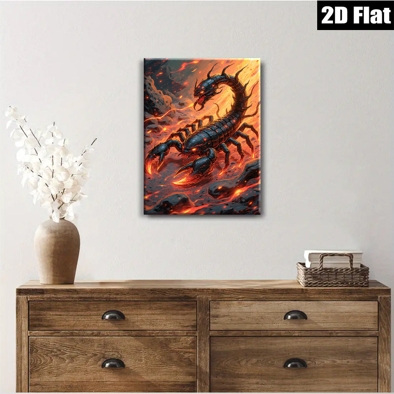 2D flat 1pc Fiery Crimson Scorpion Wall Art Living Room Bedroom Decor Modern Canvas Prints Aesthetic Room Refresh Home Decorations Gift Ideas