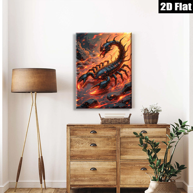 2D flat 1pc Fiery Crimson Scorpion Wall Art Living Room Bedroom Decor Modern Canvas Prints Aesthetic Room Refresh Home Decorations Gift Ideas