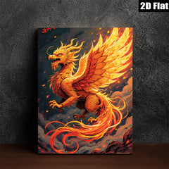 2D flat 1pc Fiery Dragon Artwork Wall Decor for Living Room Bedroom Home Office Gallery Wrapped Canvas Prints Modern Art Maximalist Style