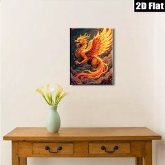 2D flat 1pc Fiery Dragon Artwork Wall Decor for Living Room Bedroom Home Office Gallery Wrapped Canvas Prints Modern Art Maximalist Style
