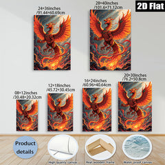 2D flat 1pc Fiery Phoenix Rising Mythical Bird Wall Art Decor Living Room Bedroom Canvas Prints Modern Farmhouse Aesthetic Home Decoration Gallery Wrapped Artwork