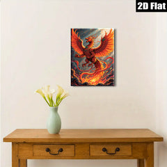 2D flat 1pc Fiery Phoenix Rising Mythical Bird Wall Art Decor Living Room Bedroom Canvas Prints Modern Farmhouse Aesthetic Home Decoration Gallery Wrapped Artwork
