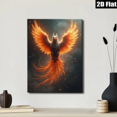 2D flat 1pc Fiery Phoenix Rising Wall Art Canvas Prints for Living Room Bedroom Home Decor Modern Farmhouse Style Gallery Wrapped Ready to Hang
