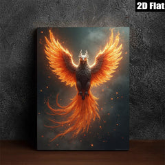 2D flat 1pc Fiery Phoenix Rising Wall Art Canvas Prints for Living Room Bedroom Home Decor Modern Farmhouse Style Gallery Wrapped Ready to Hang