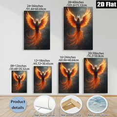 2D flat 1pc Fiery Phoenix Rising Wall Art Canvas Prints for Living Room Bedroom Home Decor Modern Farmhouse Style Gallery Wrapped Ready to Hang