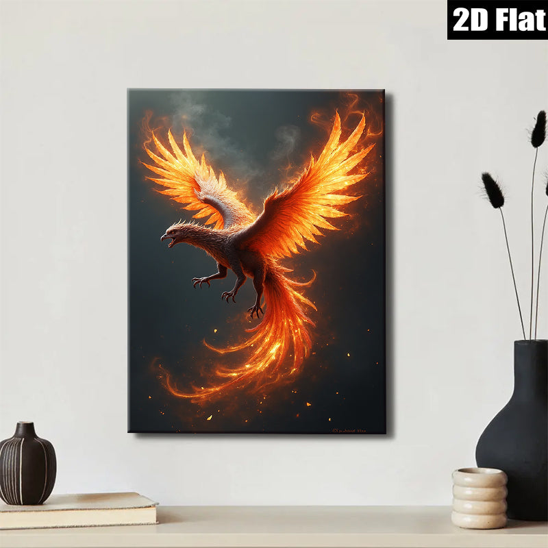 2D flat 1pc Fiery Phoenix Rising Wall Art Decor for Living Room Bedroom Modern Farmhouse Gallery Wrapped Canvas Prints Home Decorations Gift Ideas