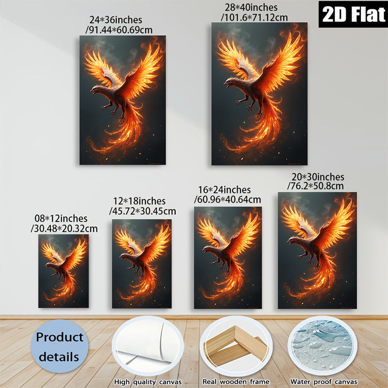 2D flat 1pc Fiery Phoenix Rising Wall Art Decor for Living Room Bedroom Modern Farmhouse Gallery Wrapped Canvas Prints Home Decorations Gift Ideas