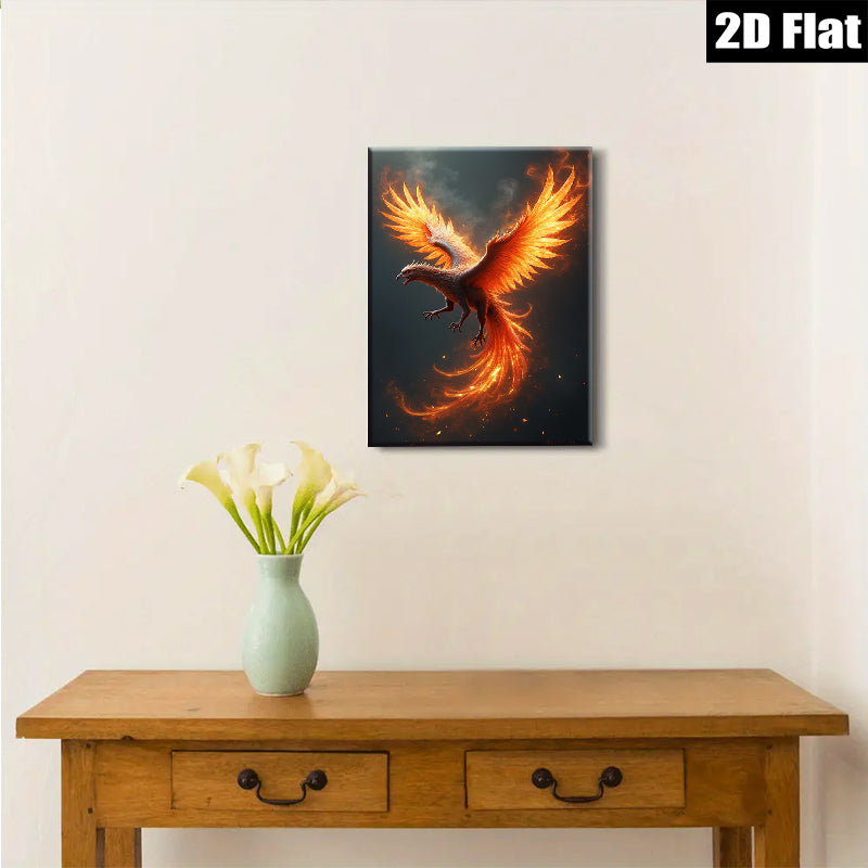 2D flat 1pc Fiery Phoenix Rising Wall Art Decor for Living Room Bedroom Modern Farmhouse Gallery Wrapped Canvas Prints Home Decorations Gift Ideas