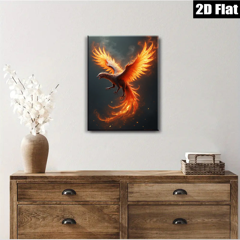 2D flat 1pc Fiery Phoenix Rising Wall Art Decor for Living Room Bedroom Modern Farmhouse Gallery Wrapped Canvas Prints Home Decorations Gift Ideas