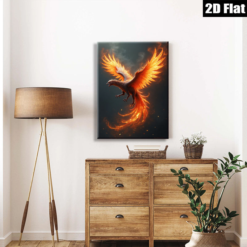 2D flat 1pc Fiery Phoenix Rising Wall Art Decor for Living Room Bedroom Modern Farmhouse Gallery Wrapped Canvas Prints Home Decorations Gift Ideas