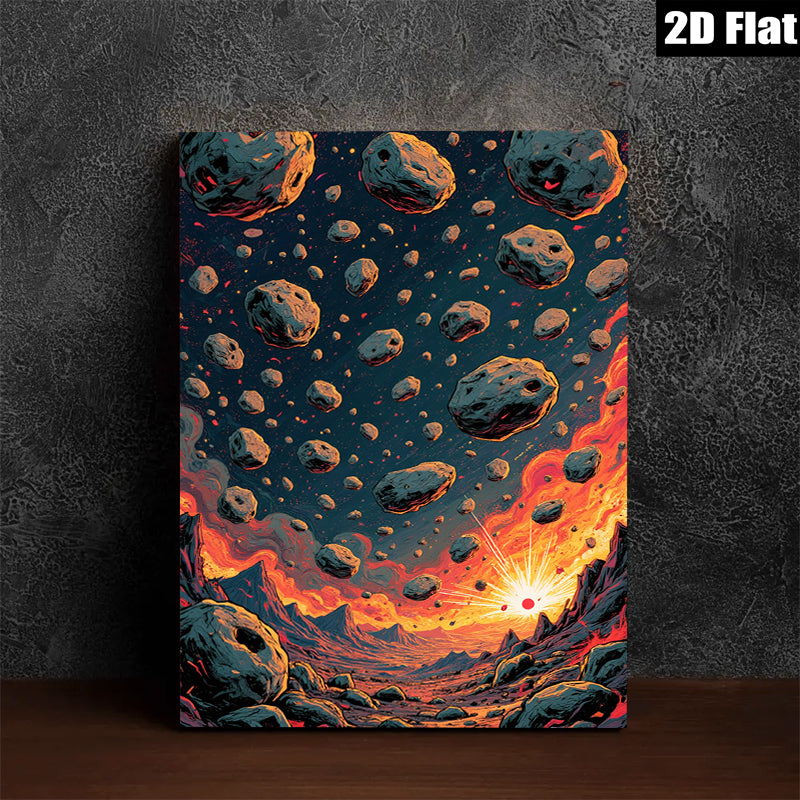 2D flat 1pc Fiery Planetary Impact Dramatic Space Scene Wall Decor Living Room Bedroom Art Canvas Print Modern Farmhouse Style Trending Now