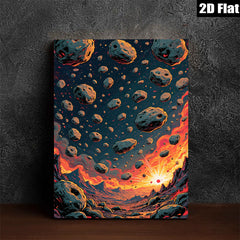 2D flat 1pc Fiery Planetary Impact Dramatic Space Scene Wall Decor Living Room Bedroom Art Canvas Print Modern Farmhouse Style Trending Now