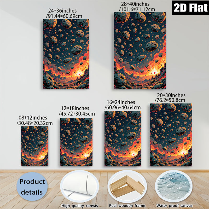 2D flat 1pc Fiery Planetary Impact Dramatic Space Scene Wall Decor Living Room Bedroom Art Canvas Print Modern Farmhouse Style Trending Now