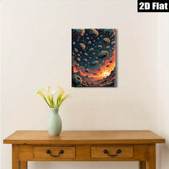 2D flat 1pc Fiery Planetary Impact Dramatic Space Scene Wall Decor Living Room Bedroom Art Canvas Print Modern Farmhouse Style Trending Now