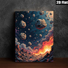 2D flat 1pc Fiery Planetary Impact Dramatic Volcanic Eruption Living Room Bedroom Gallery Wall Art Modern Farmhouse Decor Cozy Aesthetic