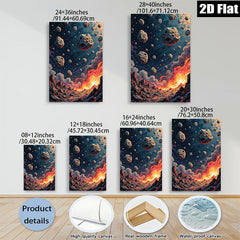 2D flat 1pc Fiery Planetary Impact Dramatic Volcanic Eruption Living Room Bedroom Gallery Wall Art Modern Farmhouse Decor Cozy Aesthetic