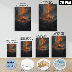 2D flat 1pc Fiery Volcano Landscape Wall Art Canvas Prints for Living Room Bedroom Home Decor Modern Farmhouse Rustic Style Gallery Wrapped Timeless Statement Piece