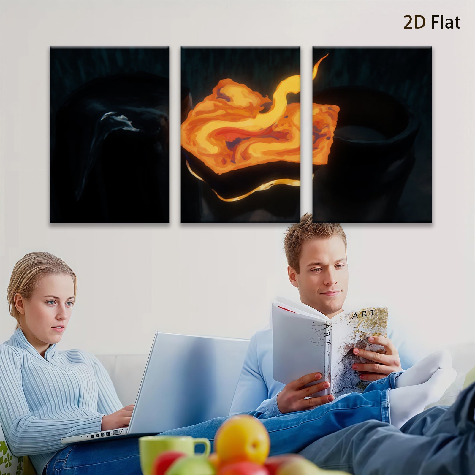 2D flat 1pc Fiery abstract swirl canvas wall art for living room bedroom modern farmhouse decor gallery wrapped ready to hang inspirational gifts