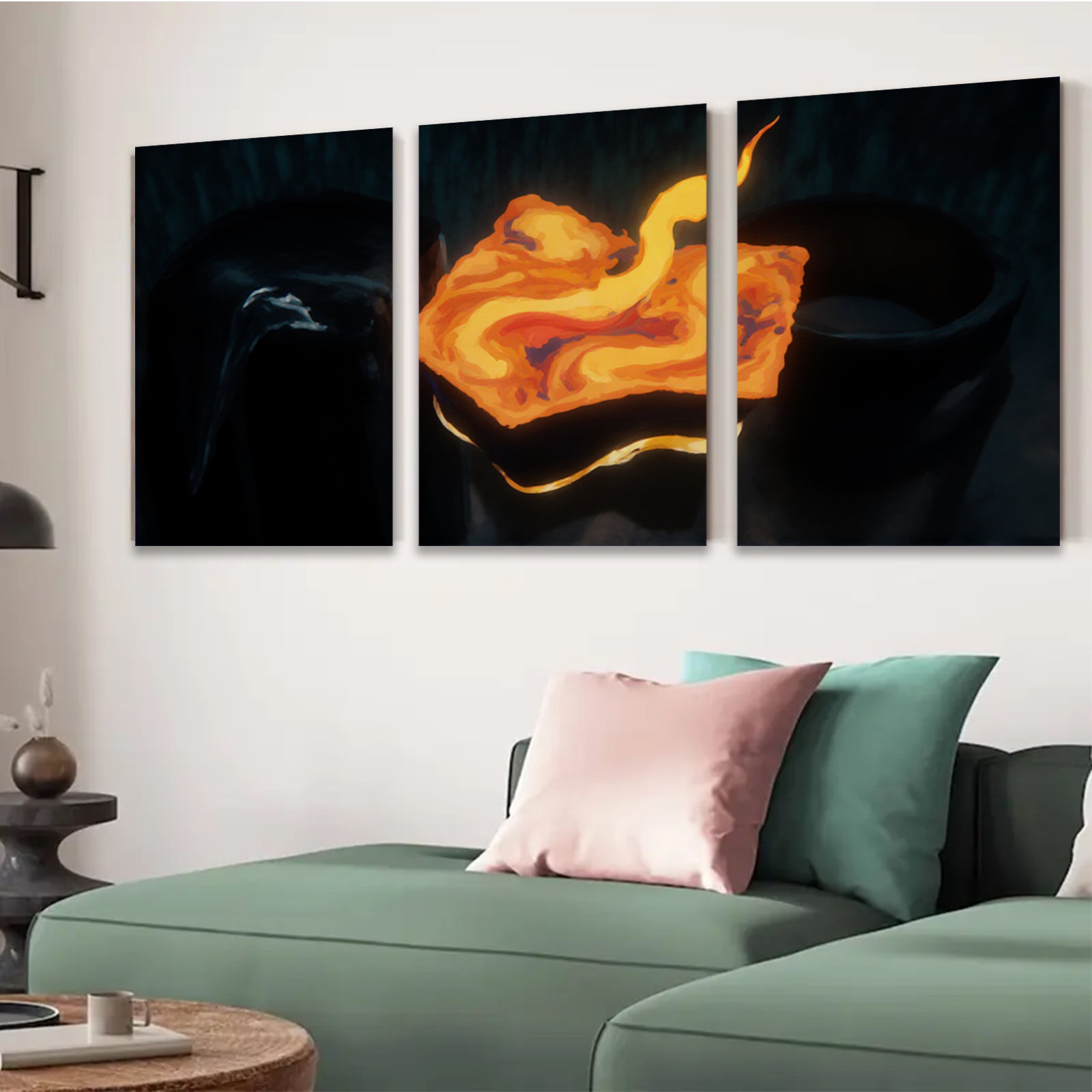 2D flat 1pc Fiery abstract swirl canvas wall art for living room bedroom modern farmhouse decor gallery wrapped ready to hang inspirational gifts