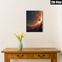 2D flat 1pc Fiery asteroid field dramatic cosmic canvas wall art for living room bedroom modern farmhouse gallery wrapped timeless statement piece
