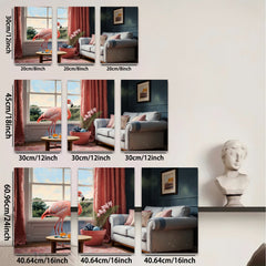 2D flat 1pc Flamingo Living Room Botanical Wall Art Decor Modern Farmhouse Gallery Wrapped Canvas Prints for Bedroom Office Cozy Home Decor