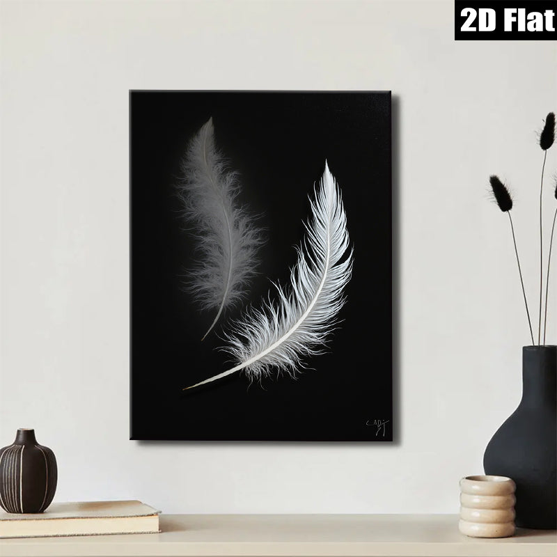 2D flat 1pc Floating Feather Dreamy Wall Art Modern Farmhouse Decor Living Room Bedroom Canvas Prints Gallery Wrapped Timeless Elegance Coastal Chic