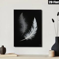2D flat 1pc Floating Feather Dreamy Wall Art Modern Farmhouse Decor Living Room Bedroom Canvas Prints Gallery Wrapped Timeless Elegance Coastal Chic