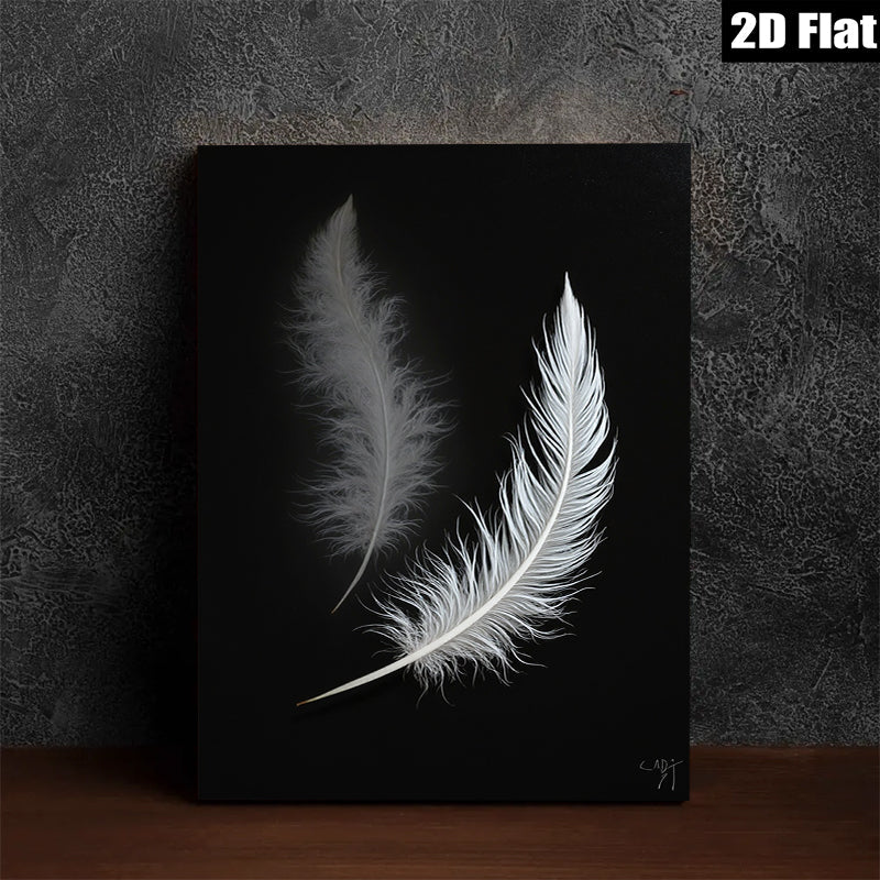 2D flat 1pc Floating Feather Dreamy Wall Art Modern Farmhouse Decor Living Room Bedroom Canvas Prints Gallery Wrapped Timeless Elegance Coastal Chic