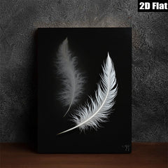 2D flat 1pc Floating Feather Dreamy Wall Art Modern Farmhouse Decor Living Room Bedroom Canvas Prints Gallery Wrapped Timeless Elegance Coastal Chic